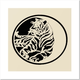 Tiger Silhouette In Black Tribal Tattoo Style Vector Art Posters and Art